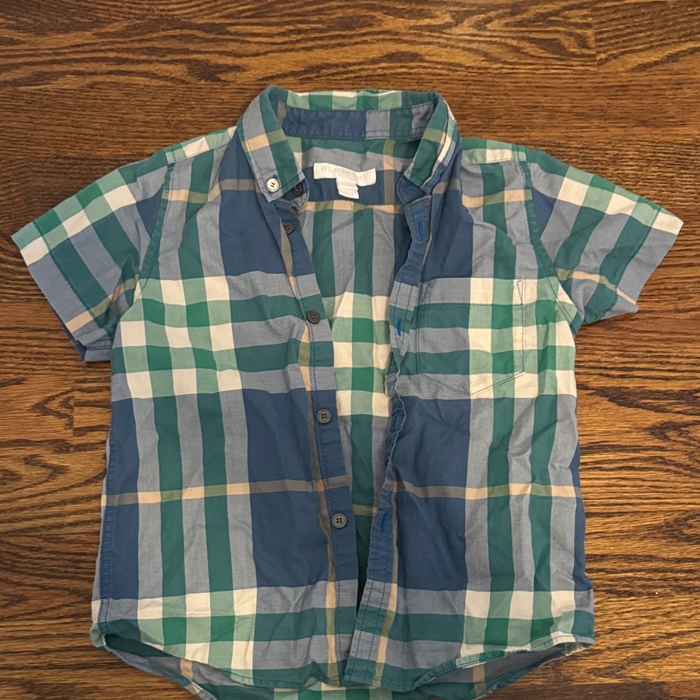 Burberry Kids Plaid Shirt in Blue and Green